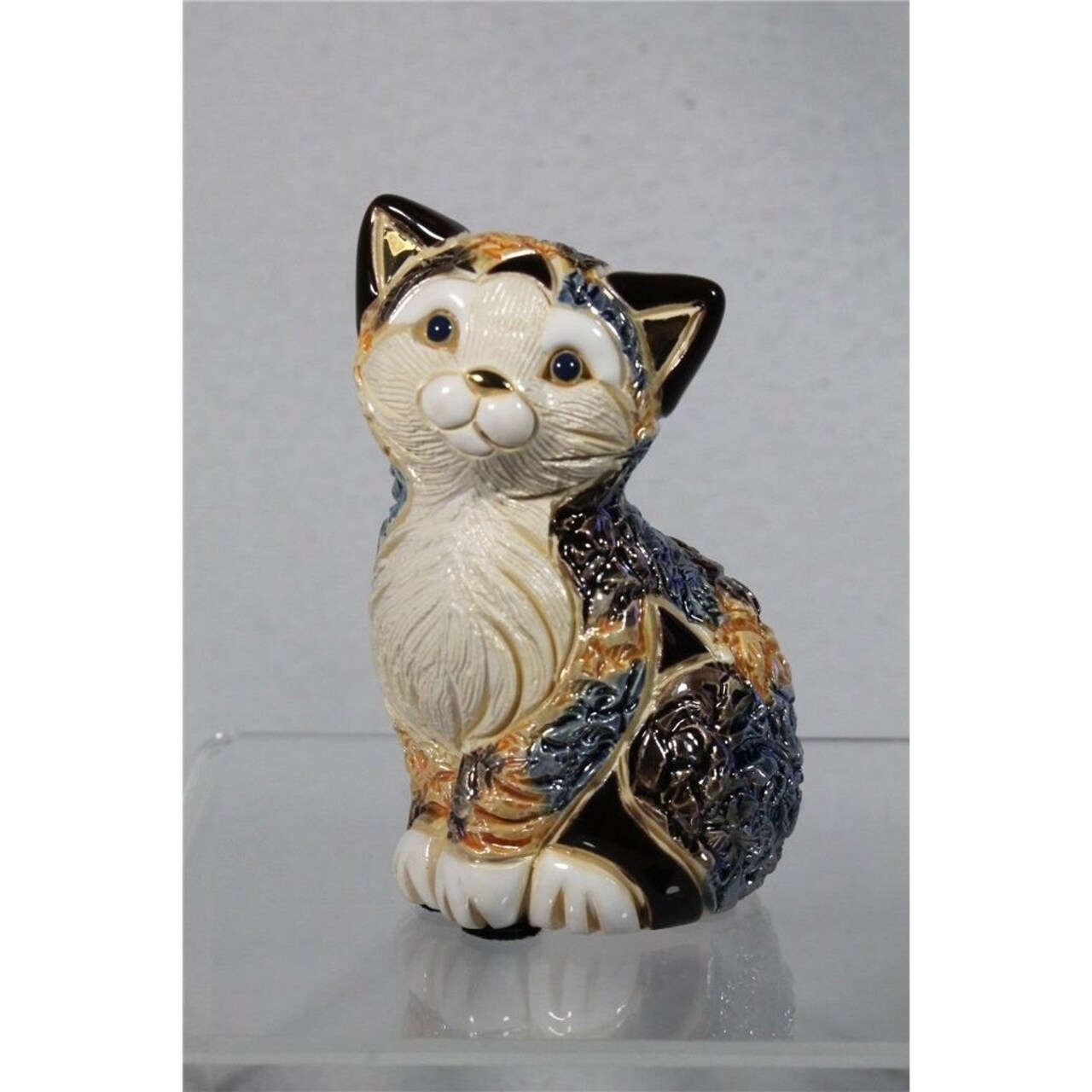 Derosa Rinconada Family Figurine - Calico Kitten Sitting - F444 - In Box